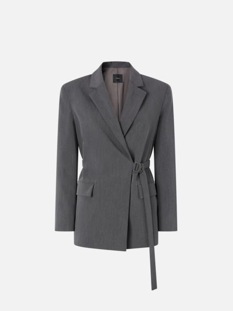 GREY COOL WOOL BLAZER WITH BELT
