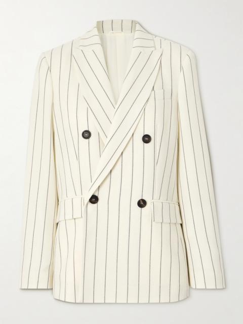 Panama Pinstriped Grain De Poudre Wool Blazer