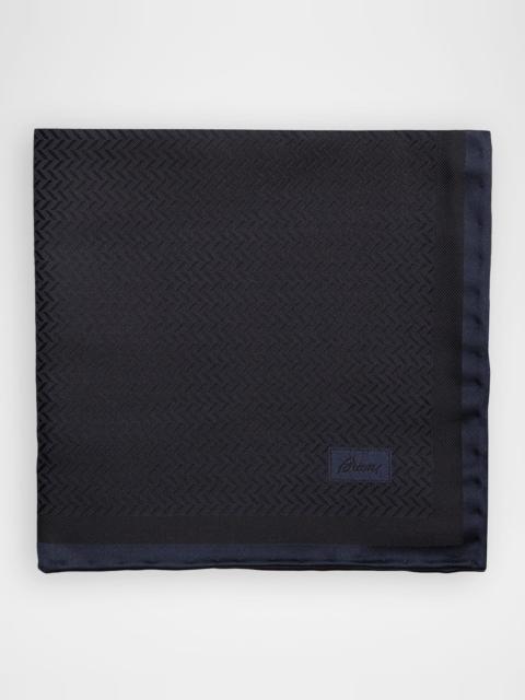 Men & apos;s Chevron Jacquard Hand-Rolled Silk Pocket Square