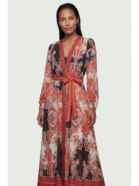 Scarf Mirrored Print Cotton Voile Beach Maxi Dress