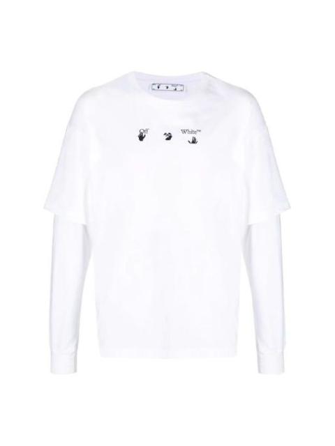 Off-White SS21 Logo Rear Pattern Printing Round Neck Long Sleeves Ordinary Version White OMAB022S21J