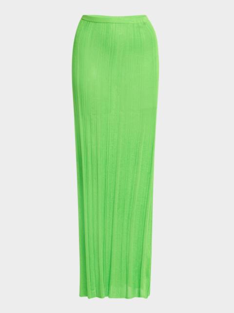 Daniella Plisse Silk Knit Maxi Skirt