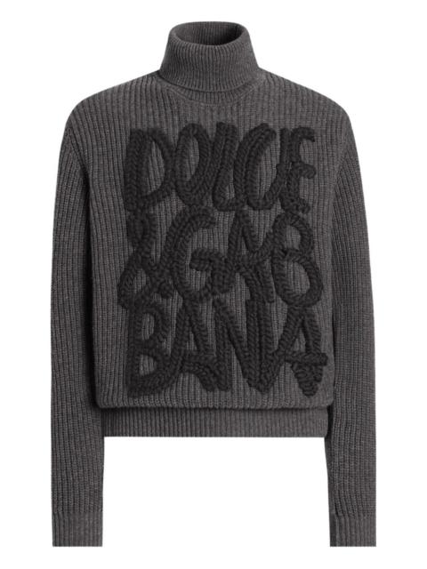 logo-detail ribbed turtleneck sweater