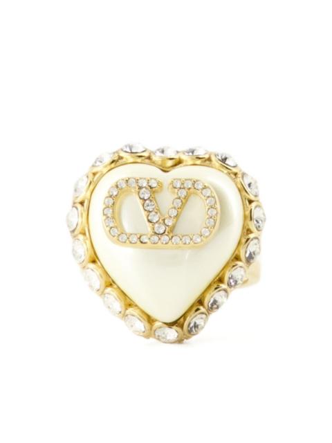 heart-shape crystal-embellished ring