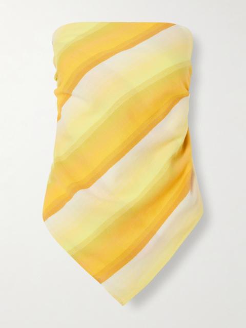 Triangle Strapless Striped Cotton-blend Top