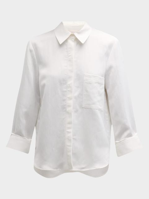 Cotton Button-Front Boyfriend Shirt