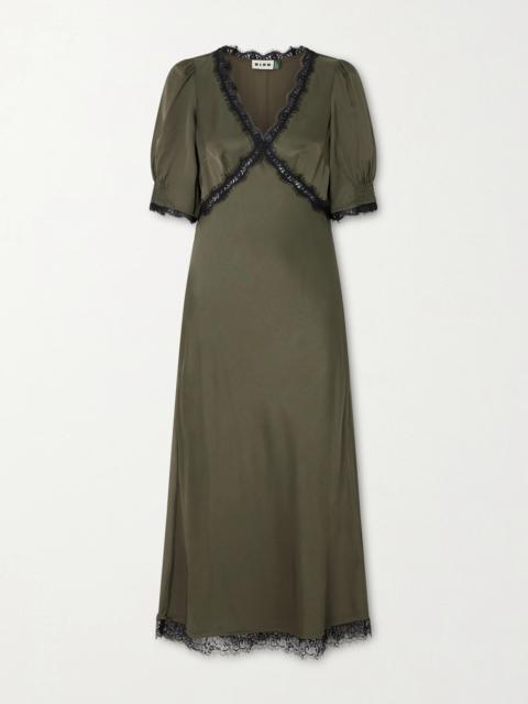 Annina Lace-trimmed Satin Midi Dress