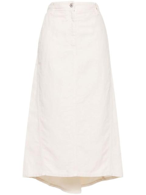 asymmetric denim midi skirt