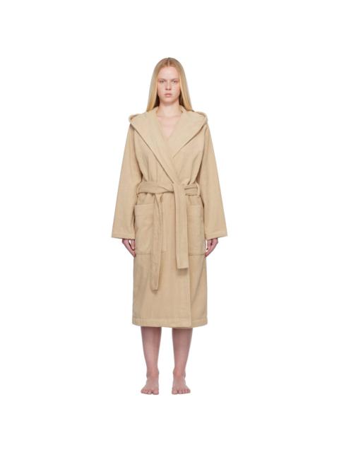 Beige Terry Hooded Bathrobe
