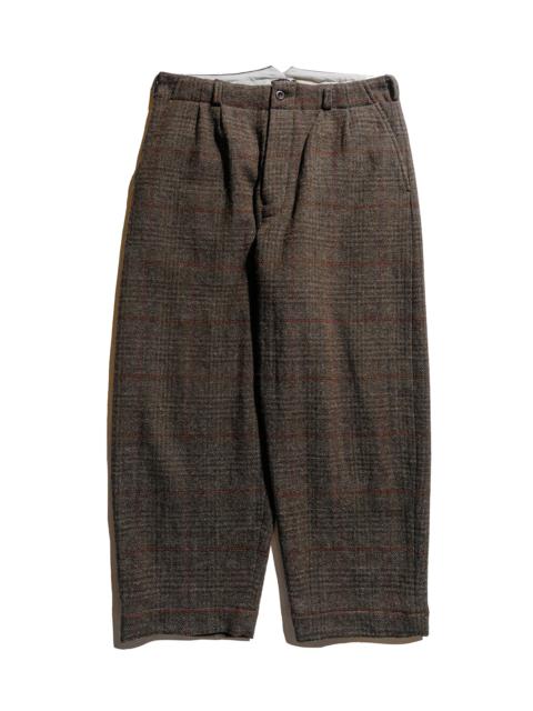 Two Pleat Pant Wool Herringbone Check Dark Olive/Charcoal