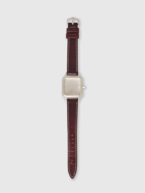 No Time Watch Sterling Silver Burgundy Strap