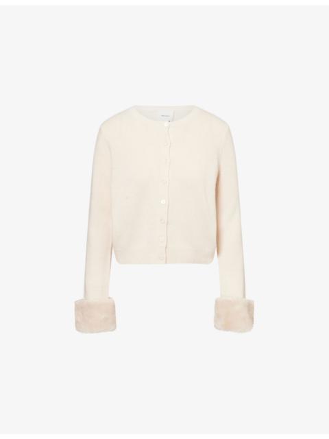 Clara Faux Fur-Cuff Cashmere Cardigan