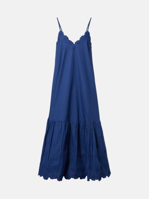 Embroidered cotton midi dress