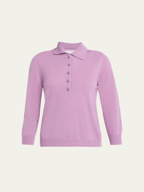 Cashmere & Mulberry Silk Polo Sweater
