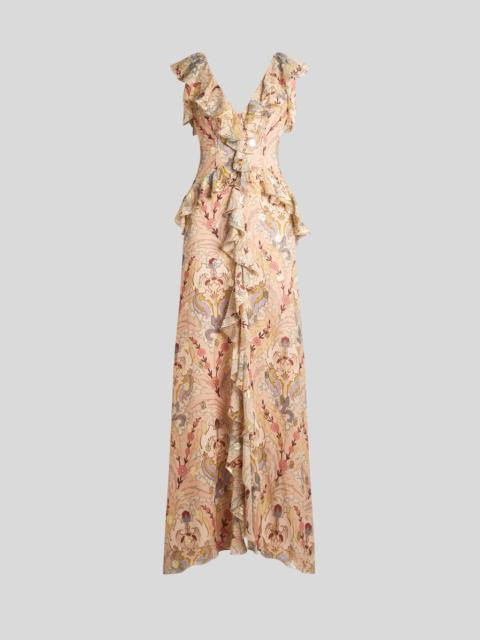 LONG PRINTED SILK DRESS