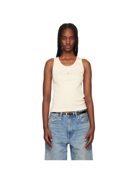 Beige Baby Fox Patch Ribbed Tank Top