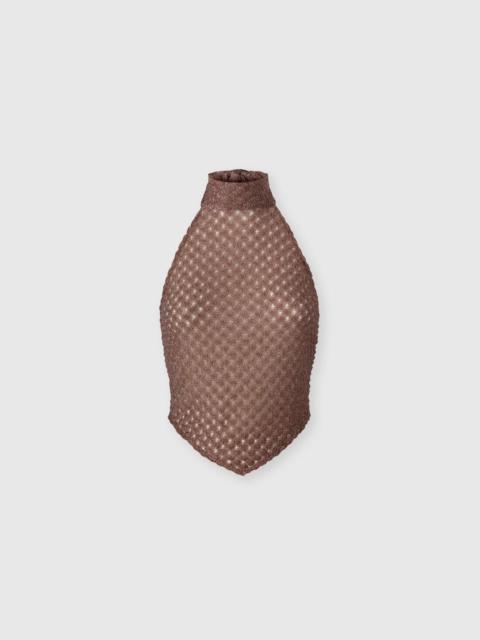 Scarf top in lamé viscose with spiderweb motif