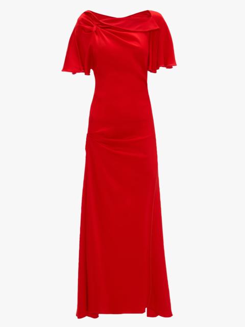 Draped Cap Sleeve Dress In Cayenne