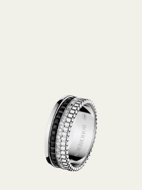 Quatre Small Ring in White Gold with Diamonds and Black PVD