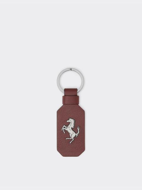 Leather keychain with prancing horse