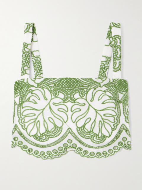 Delia Scalloped Cropped Broderie Anglaise Poplin Top