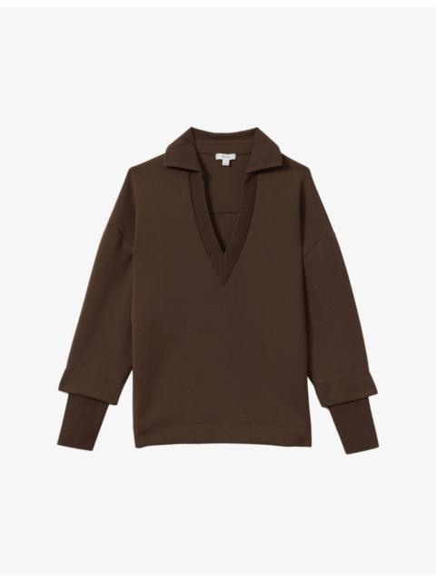 Bernie open-collar relaxed-fit stretch-woven jumper