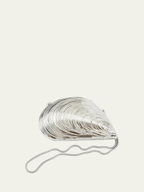 Bridget Mini Metal Oyster Shell Clutch Bag