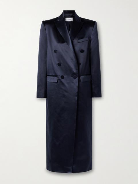 Double-breasted Cotton And Silk-blend Satin Coat