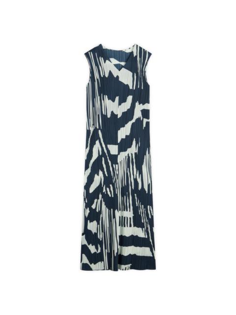 Pleats Please Issey Miyake Refraction Print Pleated Dress