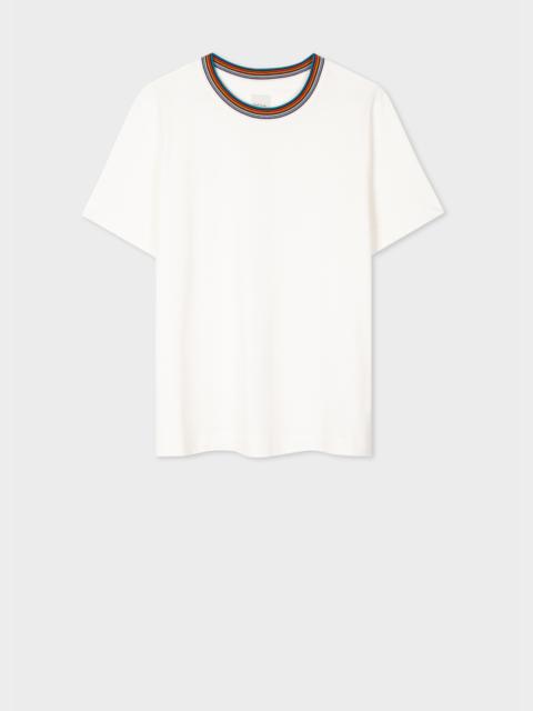 Women's White Cotton 'Signature Stripe' T-Shirt