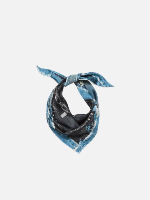 Printed silk scarf - Black/blue