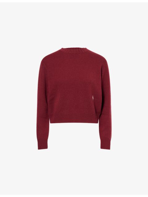 Regular-Fit Embroidered-Logo Cashmere-And-Wool Jumper