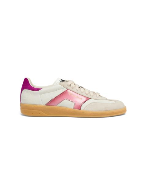 Women's white and violet leather and suede DBS Oly sneaker