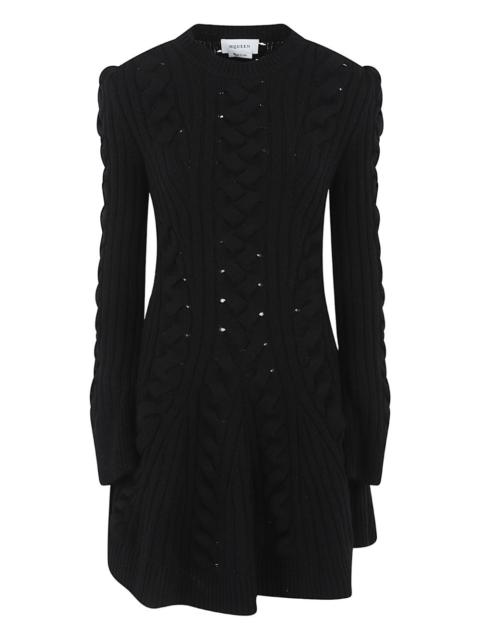 cable-knit open-work dress