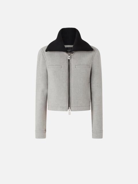 SLIM-FIT JACKET WITH KNIT COLLAR