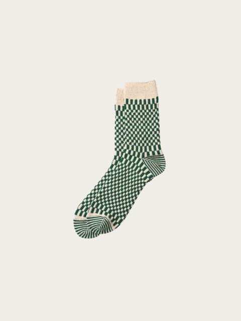Checkerboard Pattern Socks - Green