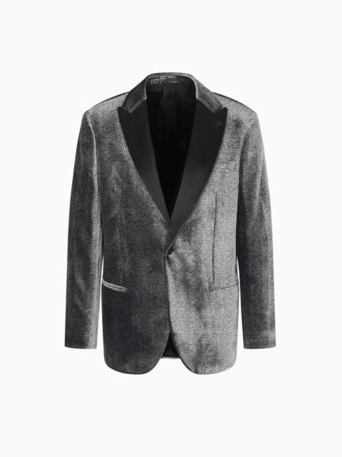 GIORGIO’S SINGLE-BREASTED TUXEDO JACKET IN MICRO DEVORÉ VELVET