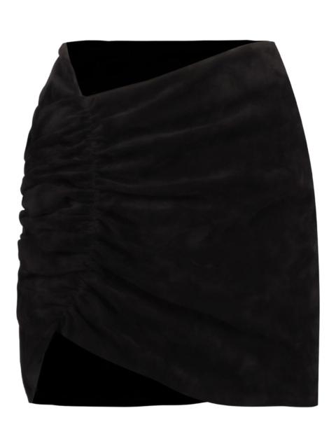 leather short draped skirt