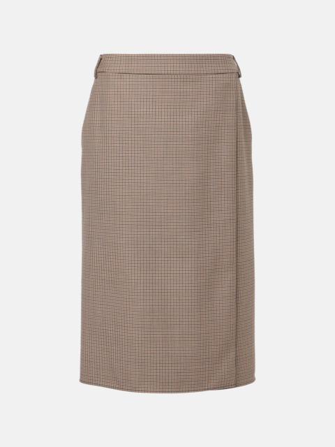 Houndstooth wool pencil skirt