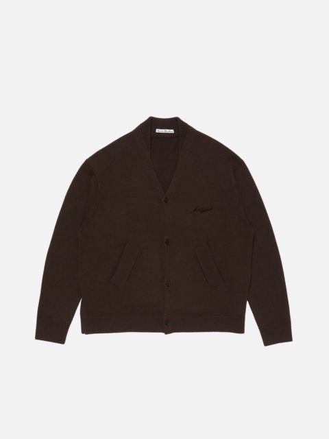 Wool V-Neck Cardigan - Dark brown