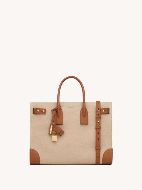 SAC DE JOUR THIN LARGE IN CANVAS AND VEGETABLE-TANNED LEATHER
