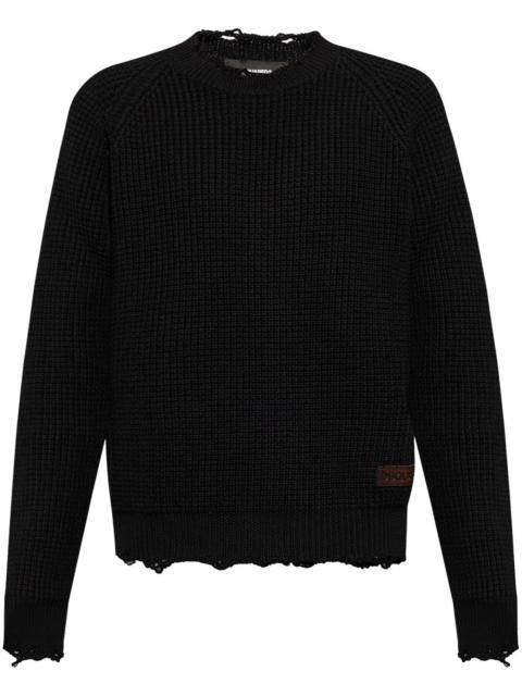 logo-patch waffle-knit jumper