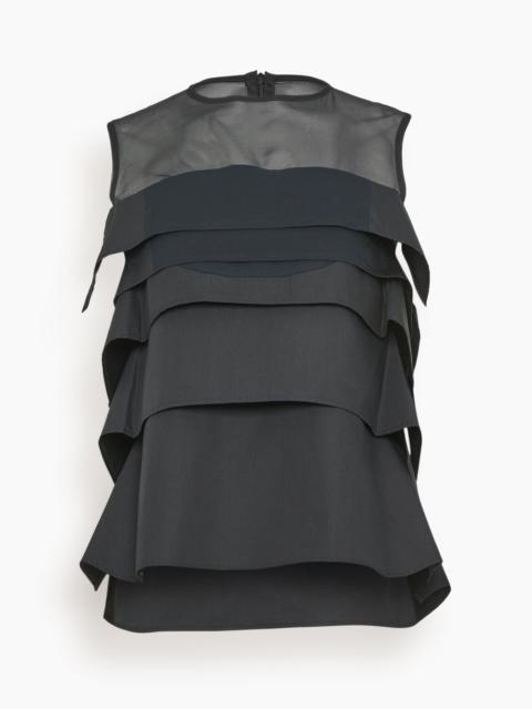 Chiffon Mix Cotton Poplin Pullover in Black