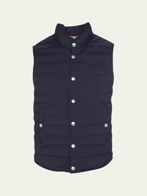 Men's Snap-Front Quilted Down Vest