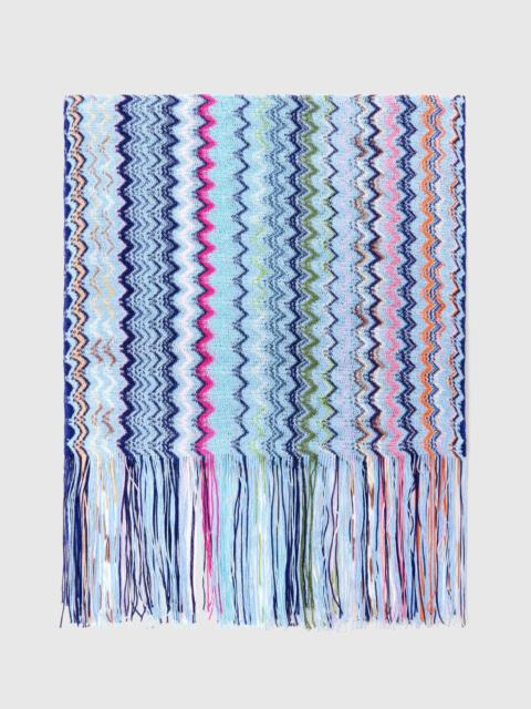 Zigzag viscose scarf with fringes