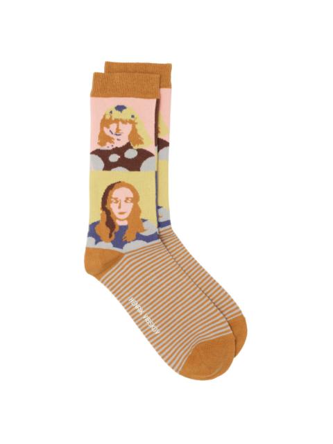 THE INTERN SOCKS FEMME - BROWN CORAL FACES
