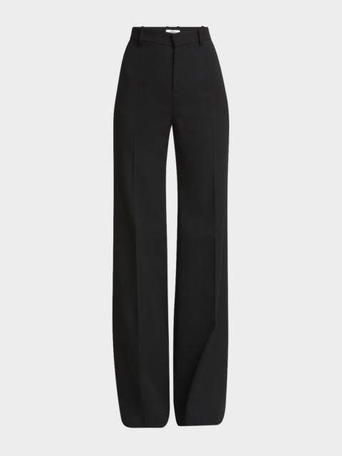 Wool Grain De Poudre Flare Trousers