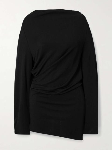 Croisière open-back draped jersey mini dress Black