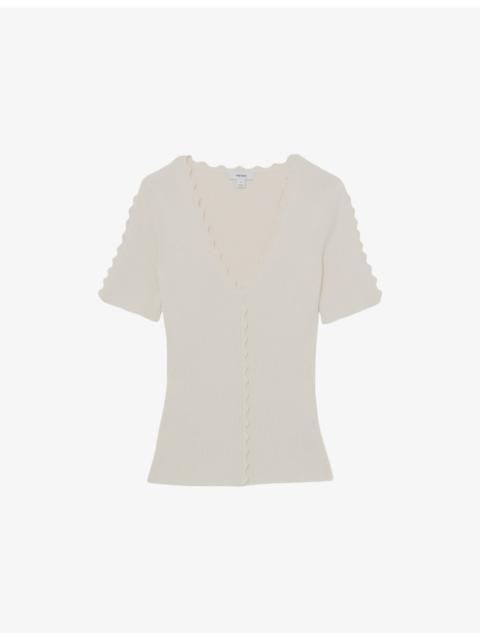 Marcy Scalloped-Trim Knitted Top
