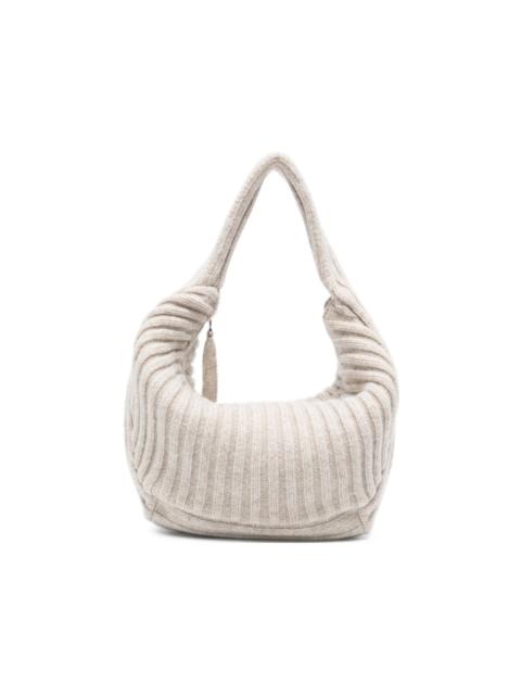 ribbed zip tote bag